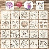 ASTER 20 Stücke Blumen Vogel Schablone Flower Painting Template, 15 x 15...