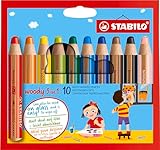 Buntstift, Wasserfarbe & Wachsmalkreide - STABILO woody 3 in 1 - 10er Pack...