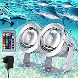 Unterwasserlicht LED Brunnenbeleuchtung 2 Stück Fernbedienung RGB...