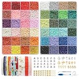 FEHCBIO Selber Machen Perlen für armbänder Perlen Set 3mm,16000 Stück 48...