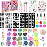 WECUTE Glitzer-Tattoo-Set, Glitzer Tattoo Set Mädchen – 30 Farben, 189...