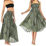 Lang Gedruckter Rock Damen Chiffon Bohemien, Boho Sommerrock, Urlaub...