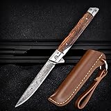 eiloszf Klappmesser Scharfes Taschenmesser mit Holzgriff. Survival...
