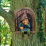 JTZXJJX Elf Out The Door Tree Hugger, Gartenstatue Zwerg Harz Zwerg Figur,...