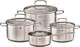 RÖSLE Basic Line Topf-Set 4-tlg, 3 Universaltöpfe, 1 Stielkasserolle,...