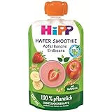 HiPP Bio Quetschie Hafer Smoothie Apfel Banane Erdbeere mit Haferdrink (6 x...